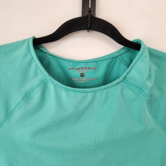 Brooks Teal Green Long Sleeve Athletic Shirt Workout Running Women's M - Picture 4 of 7